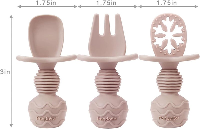 PandaEar طقم ملاعق وشوك سيليكون للأطفال 4 قطع، أدوات تغذية للأطفال، مستلزمات الفطام الذاتي للأطفال، ملعقة الأطفال للمرحلة الأولى لتغذية الأطفال بعمر 6 أشهر - Image 2